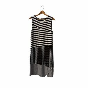 Christopher & Banks Black and White Striped Midi Dress